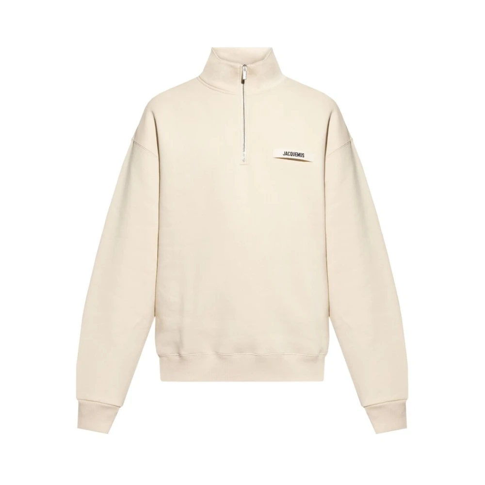 Jacquemus Beige Logo Zip Sweater Beige Heren