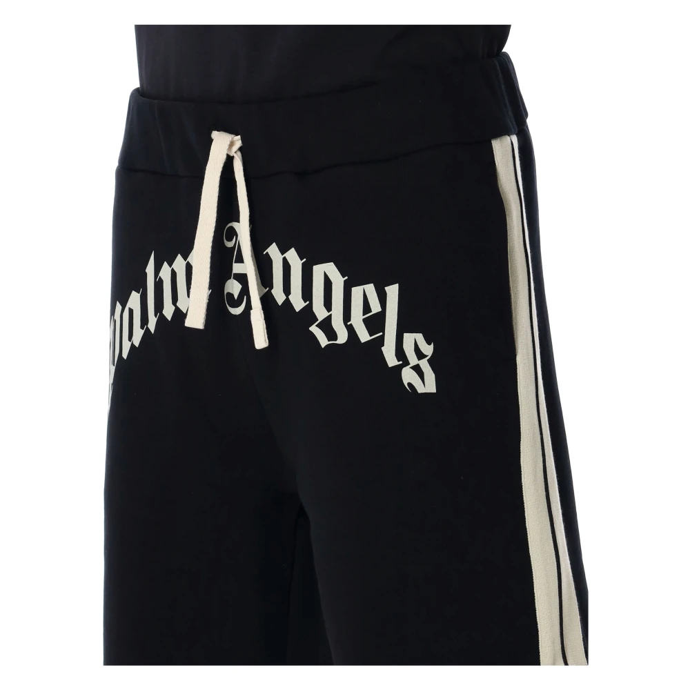 Palm Angels Gebogen Logo Track Sweatshorts Black Heren