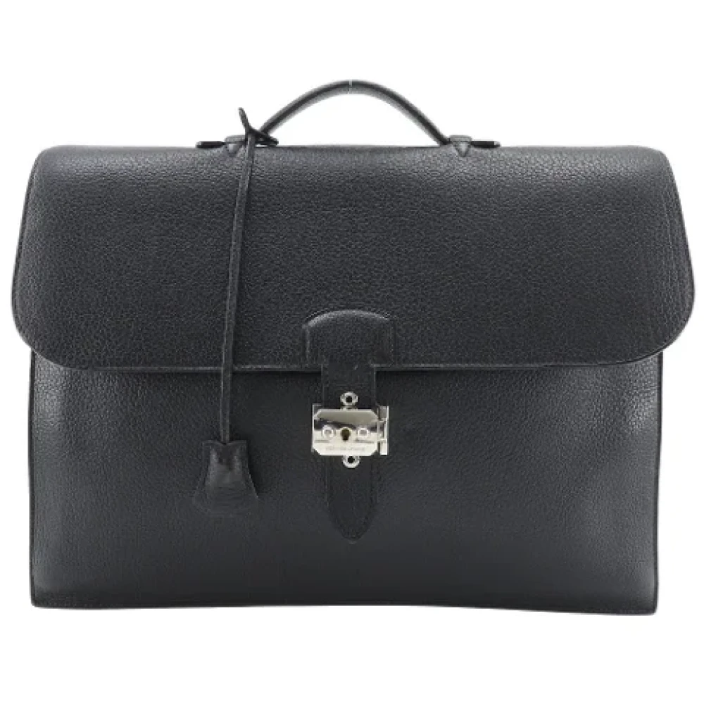Hermès Vintage Pre-owned Leather briefcases Black Heren