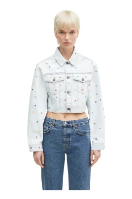 Confetti Dot Cropped Denim Jacket