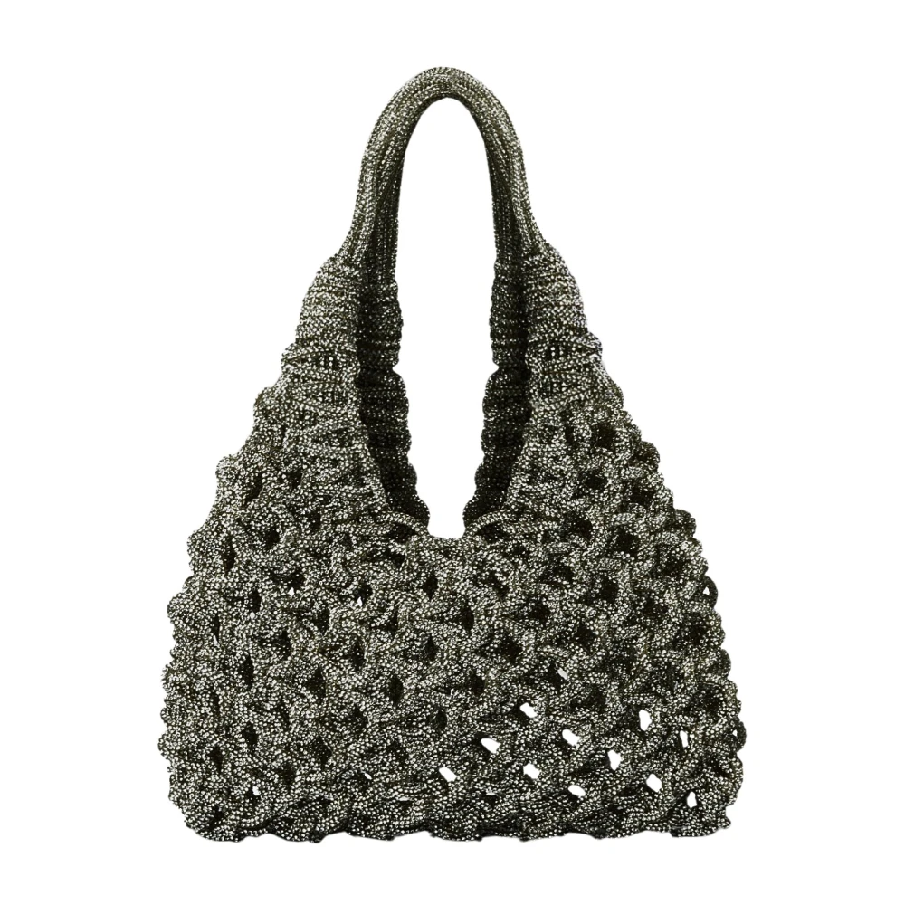 Hibourama Handgeweven zwarte diamantclutch Gray Dames