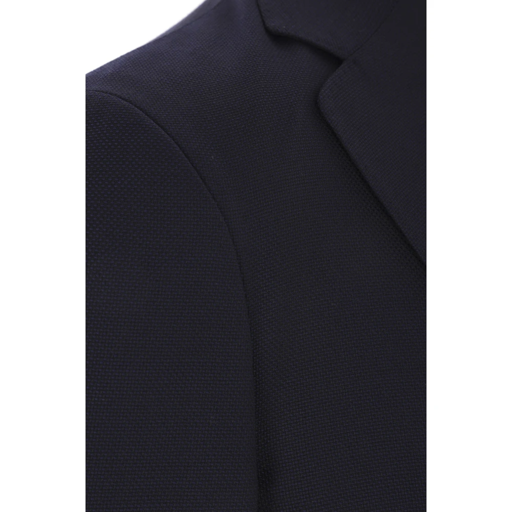 Caruso Blauwe Wol Single-Breasted Jas Blue Heren