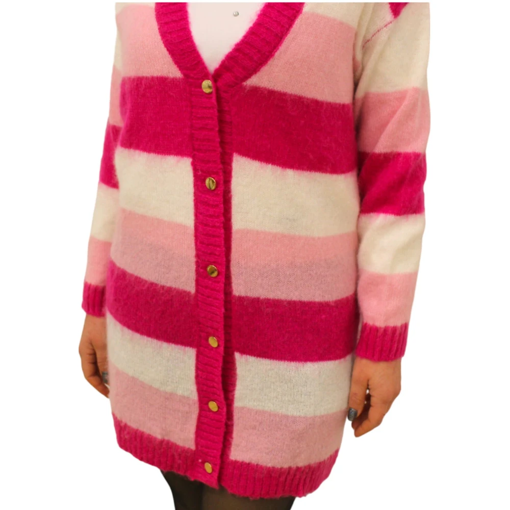 Gaudi Stijlvolle Gebreide Cardigan Sweater Pink Dames