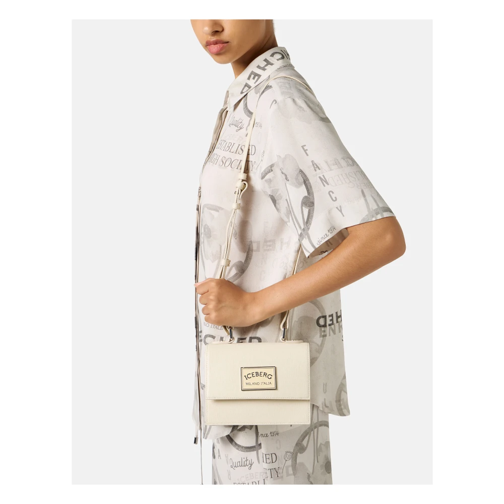 Iceberg Mini handtas met bovenhandvat in poederkleurig Saffiano leer Beige Dames