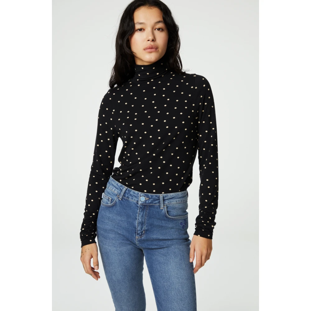 Fabienne Chapot Draped Turtleneck Top Black Dames
