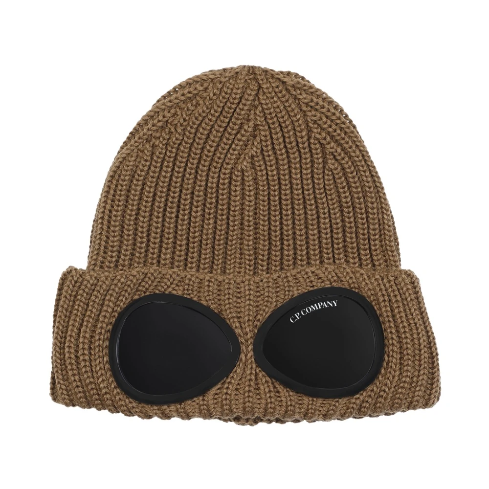 C.P. Company Bruine Wol Goggle Beanie Hoed Brown Heren