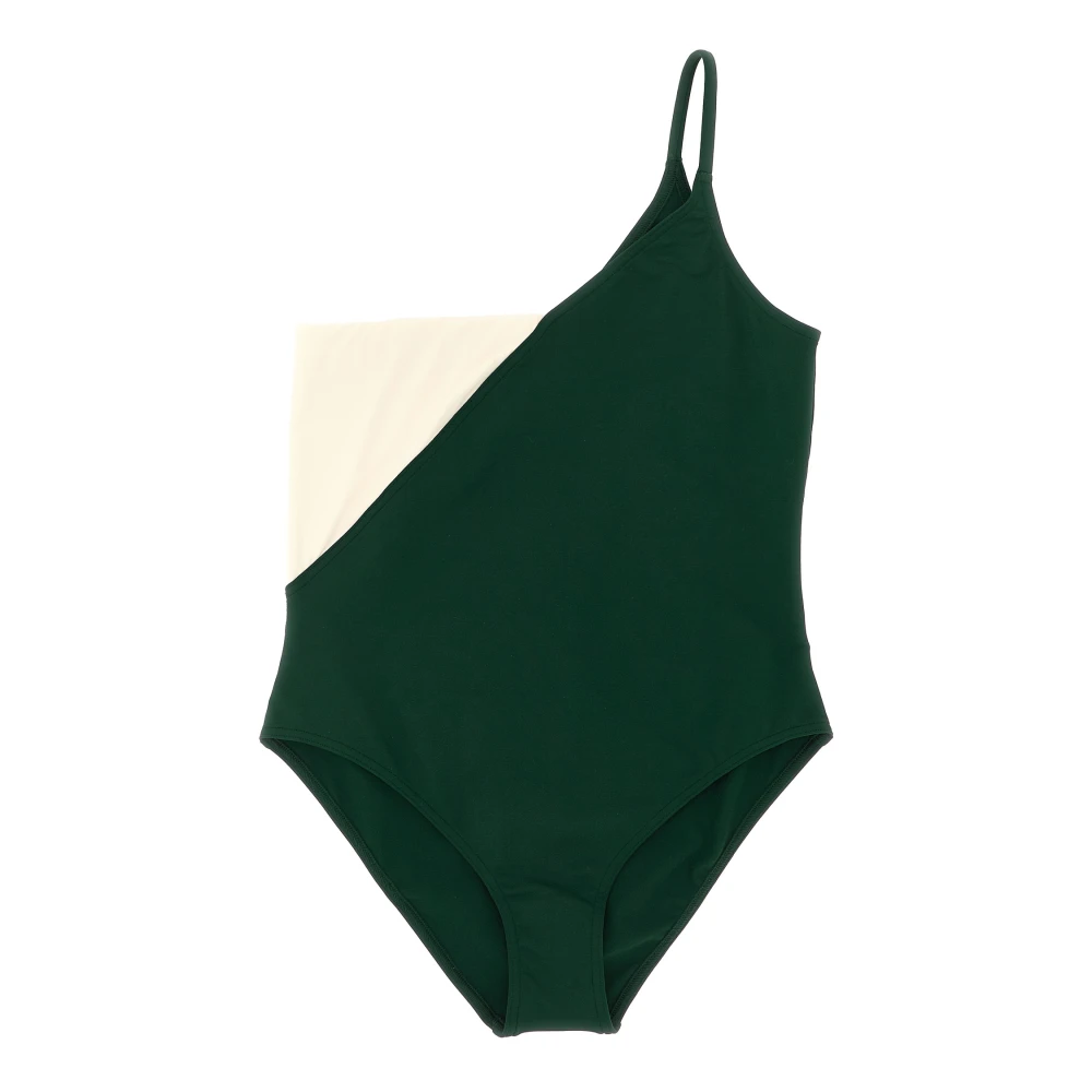Eres Women's Green Asymmetrical Tandem One-Piece Swimsuit - Swimsuits - L - Swimwear