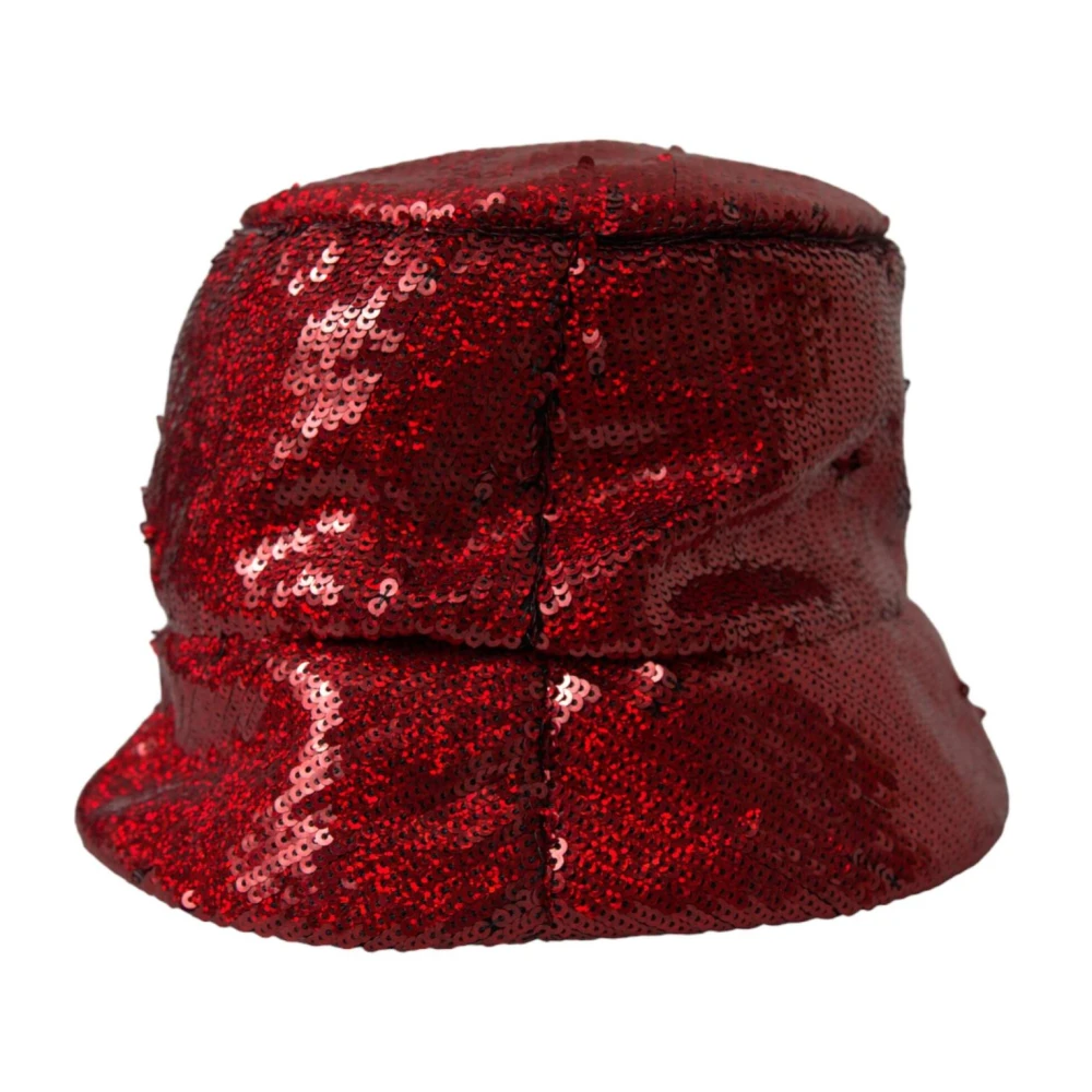 Dolce & Gabbana Rode Paillet Bucket Hat Red Heren
