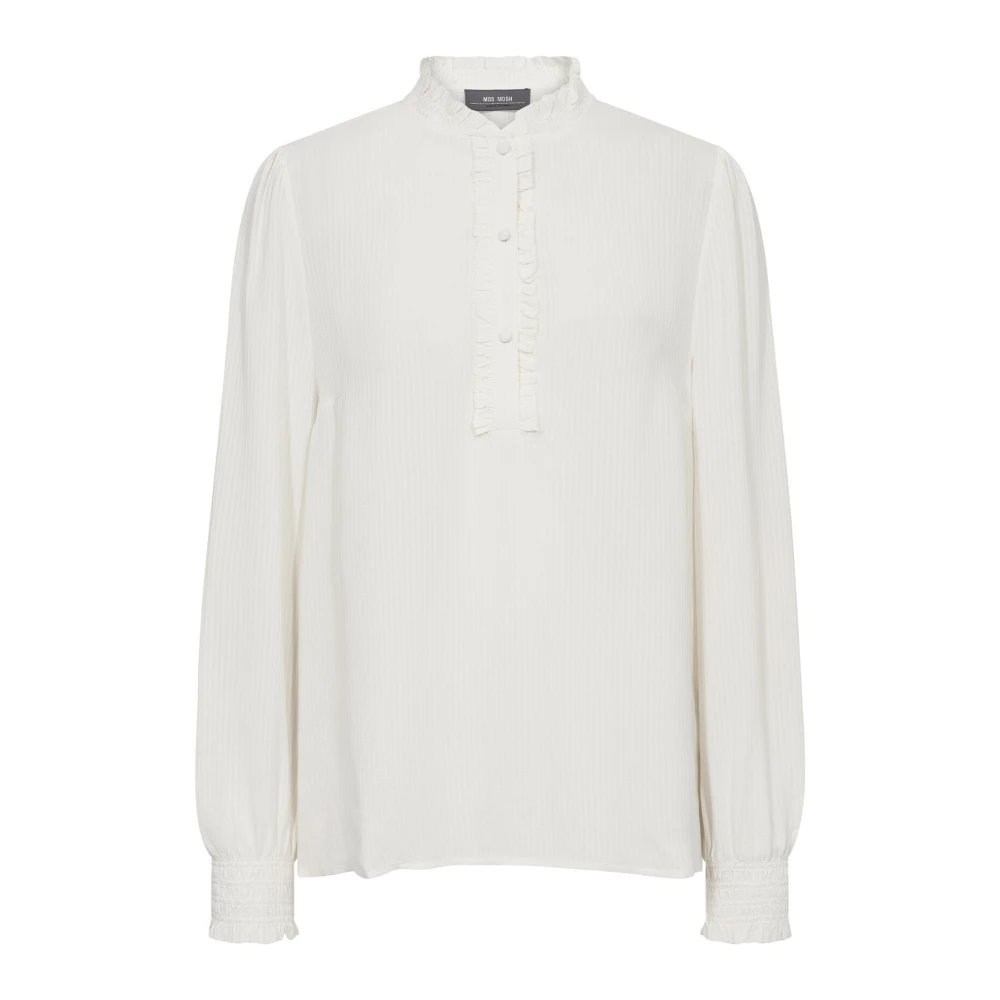 MOS MOSH Elegante Sez Blouse met Pofmouwen Beige Dames