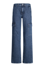 Jeans da donna blu con tasche cargo