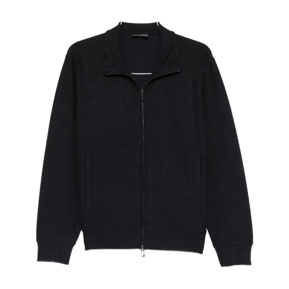 Emporio Armani Black Cardigans, Male, 2XL, Fine Knit Crew Neck Jumper