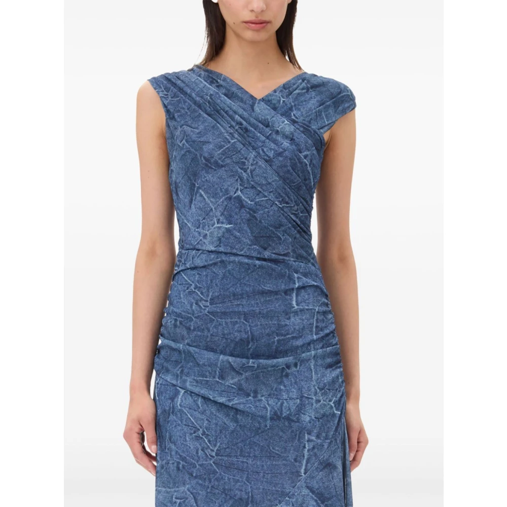 Ganni Midi Jurk in Marl Stijl Blue Dames