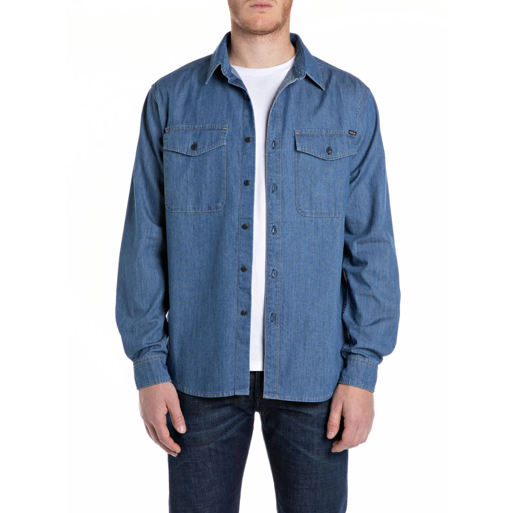 Replay - M4124 Denimhemd - Shirts - Herren - Blau - 2XL - Bild 6