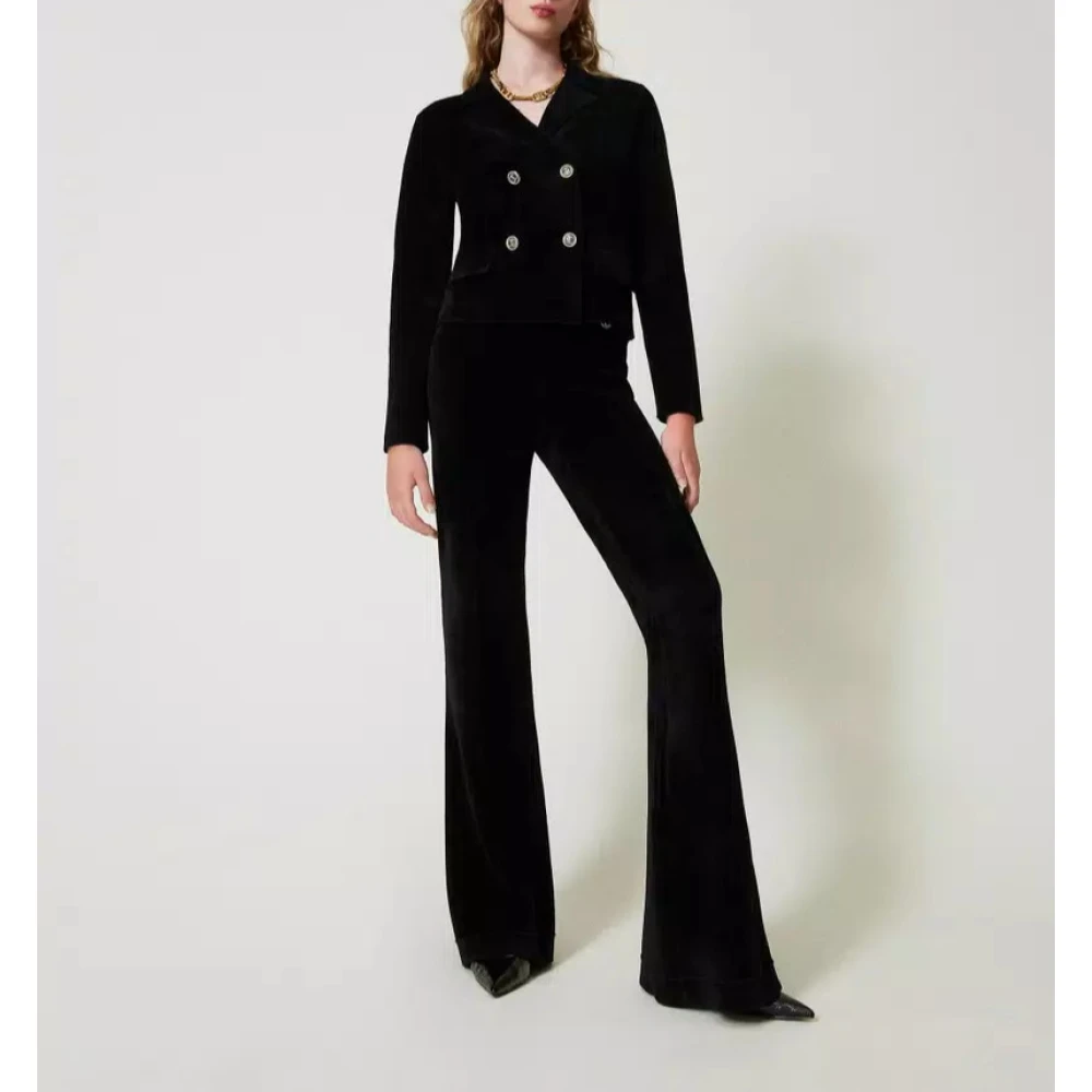 Twinset Gebreid jasje met ovale knopen Black Dames