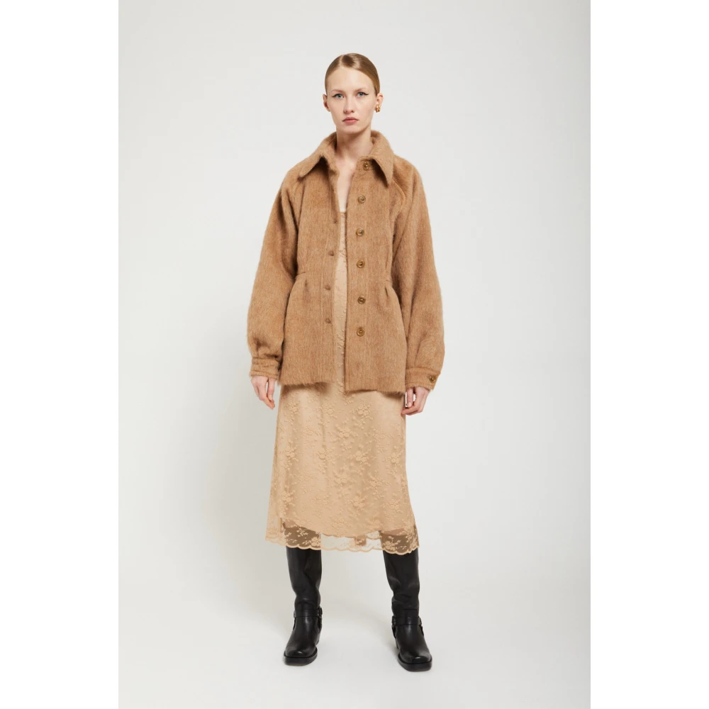 Ottod'Ame Luxe wollen jas met riem Brown Dames