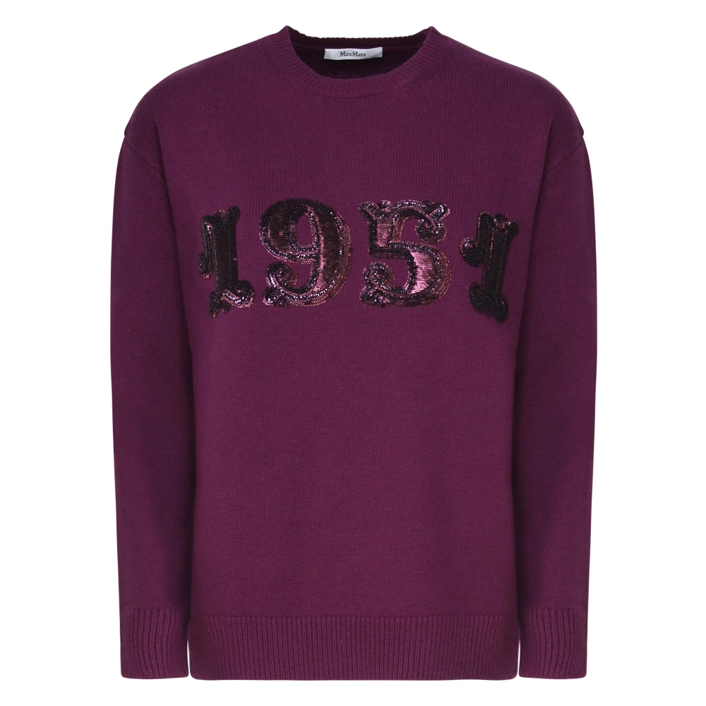 Max Mara Donker Violet Sweater Plata Maglia Purple Dames