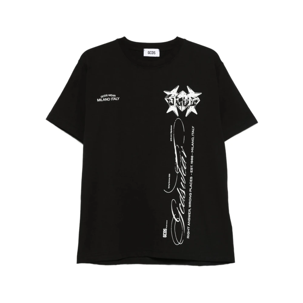 Gcds Black T-Shirts, Male, Xs, Graphic-Print T-Shirt