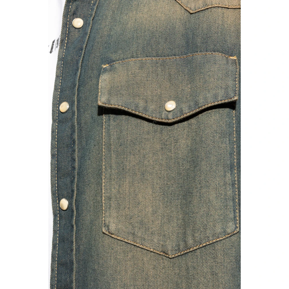 Palm Angels Denim overhemd Blue Heren