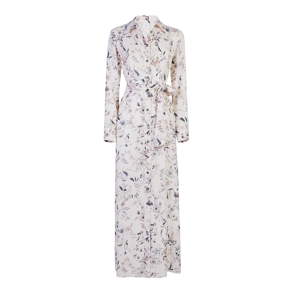 Eleventy Zijden Georgette Ramage Print Jurk Multicolor Dames