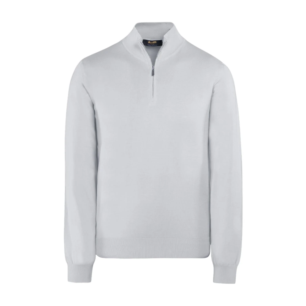 Moorer Men's White Turtlenecks, 2XL, Atlante-Si5 Half-Zip Jumper