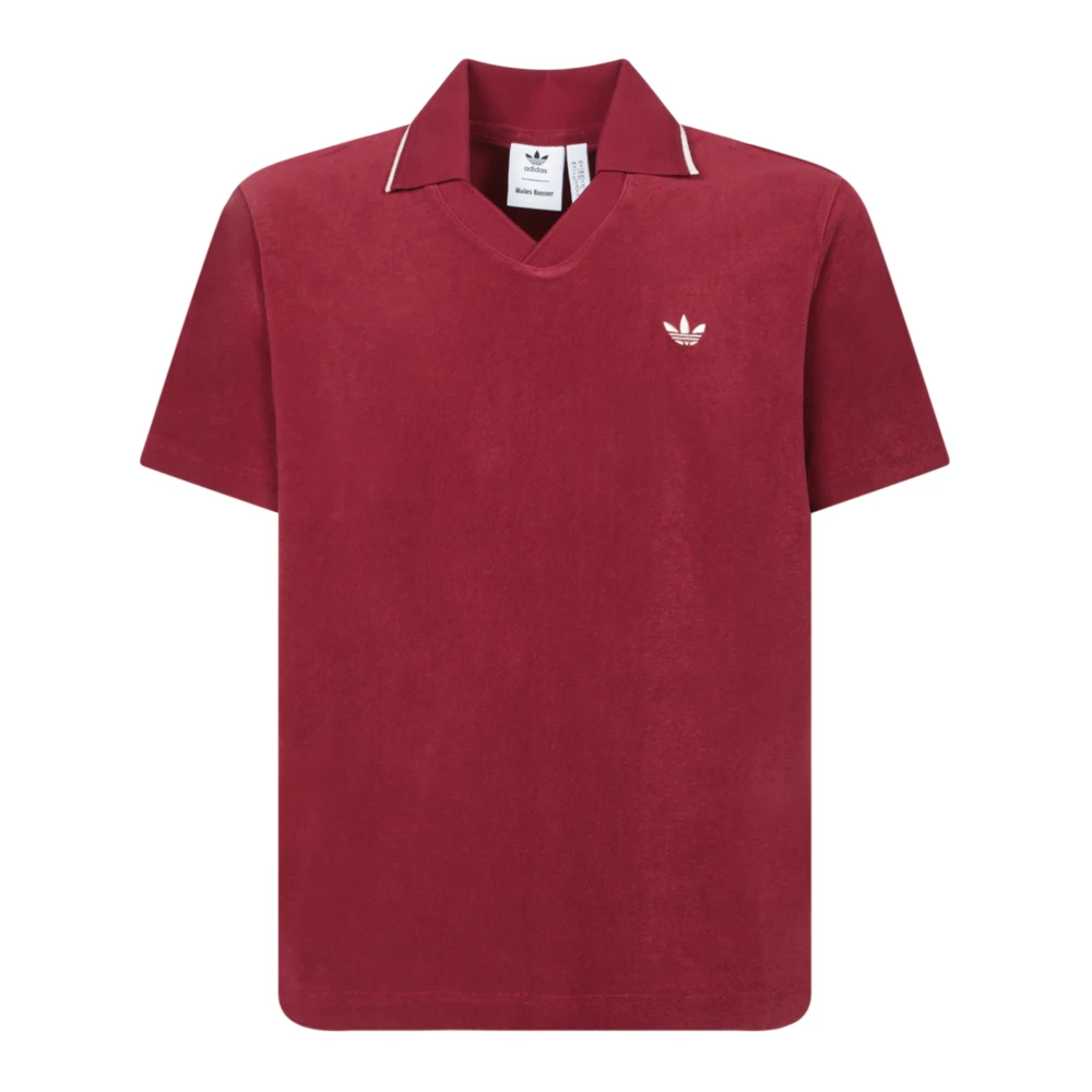 Wales Bonner Red Polo Shirts, Male, S, Bordeaux Polo Retro Style