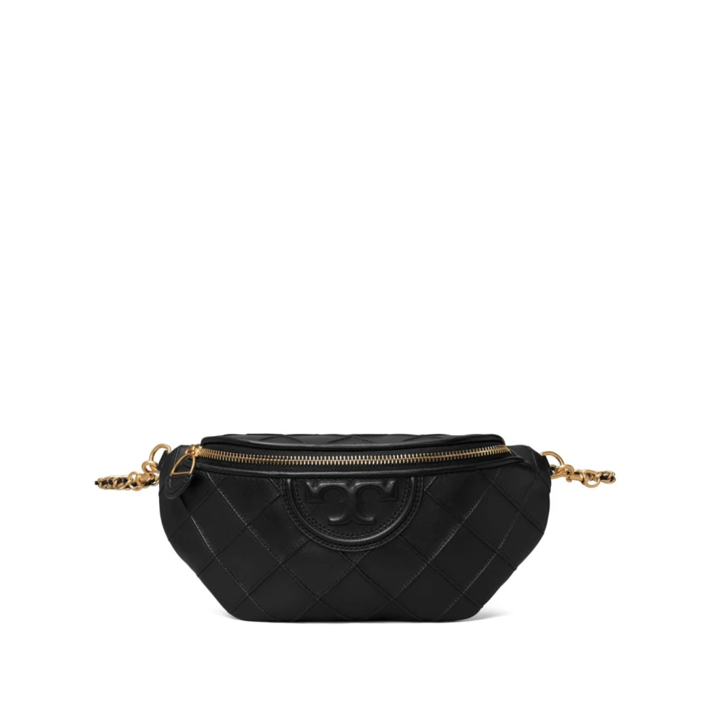 TORY BURCH Zwarte leren heuptas met diamantpatroon Black Dames