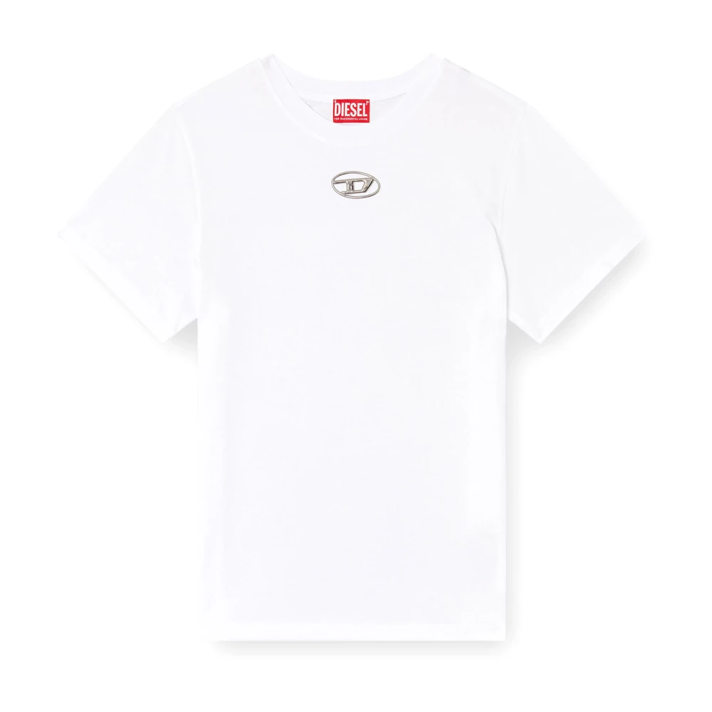 Diesel Katoenen Crew-neck T-shirt met Logo White Dames