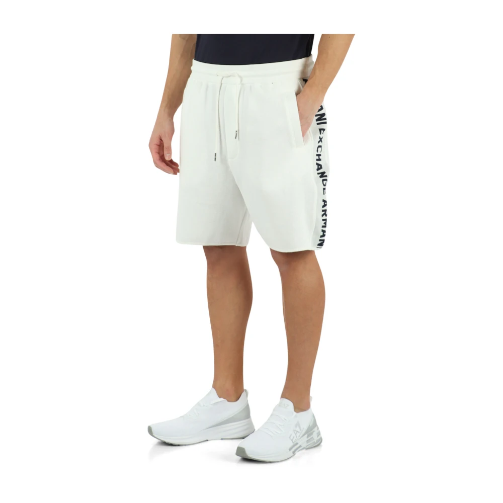 Armani Exchange Sportieve katoenen shorts met logobanden White Heren