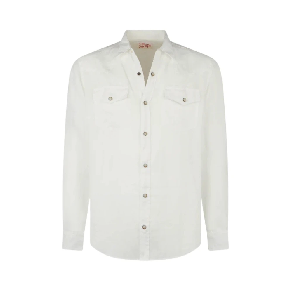 MC2 Saint Barth Witte linnen herenoverhemd White Heren
