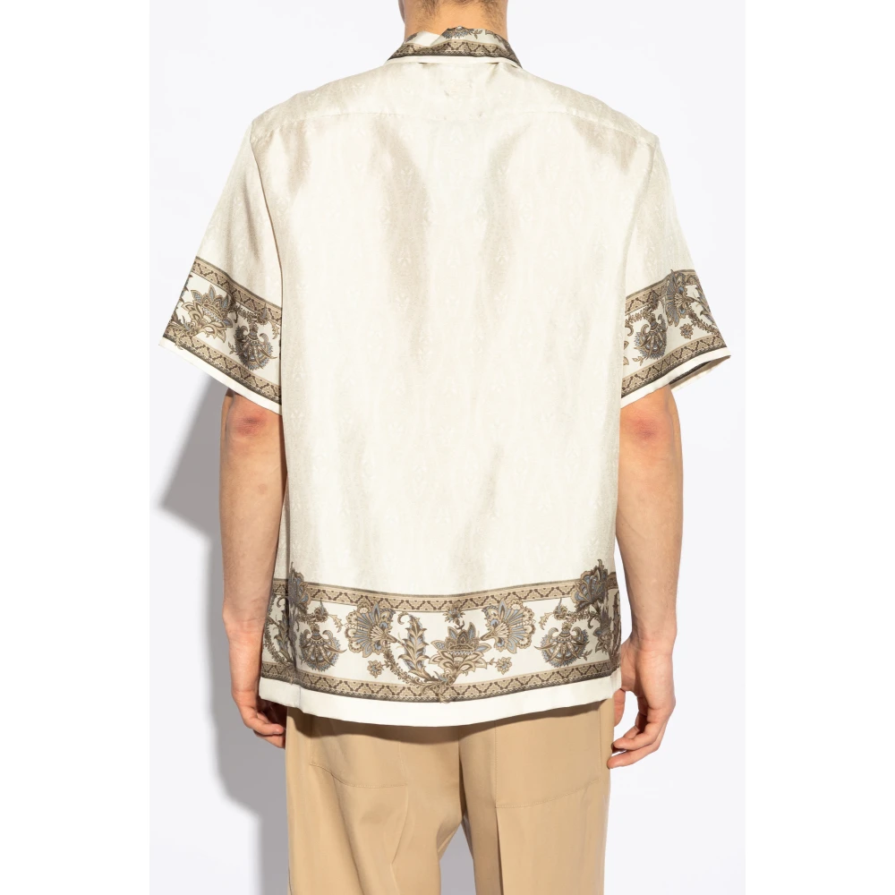 ETRO Zijden shirt met print Beige Heren