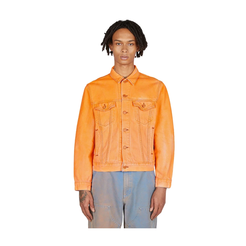 Notsonormal Men's Orange Washed Daily Jacket - Denim Jackets - S - Jackets