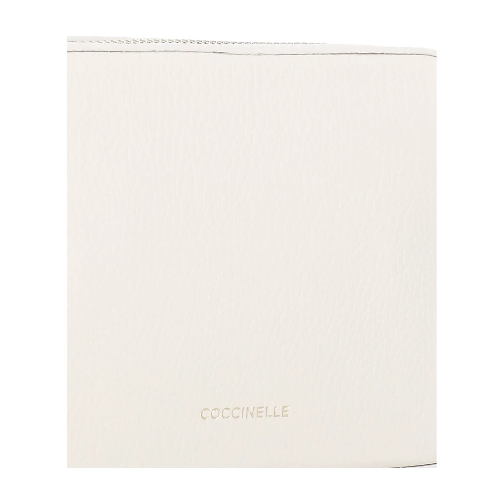 Coccinelle Ivoor Leren Schoudertas met Afneembare Band Beige Dames
