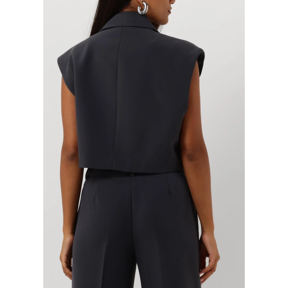 Co'Couture Blauwe Crop Waistcoat Elegant Veelzijdig Blue Dames