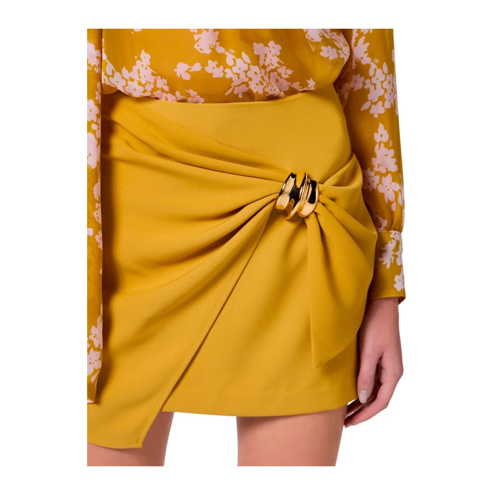 Elisabetta Franchi Asymmetrische Juweel Mini Rok Yellow Dames