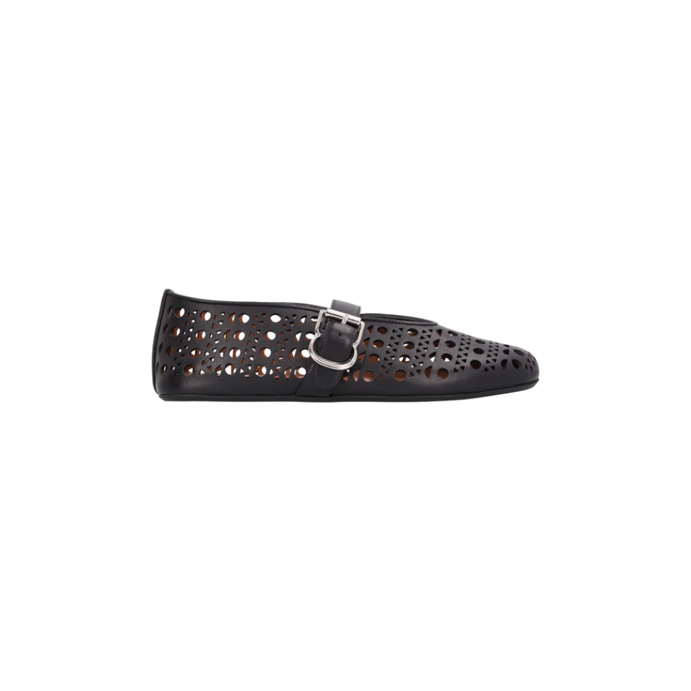 Alaïa Donna Nero Ballerine In Agnello Vienne
