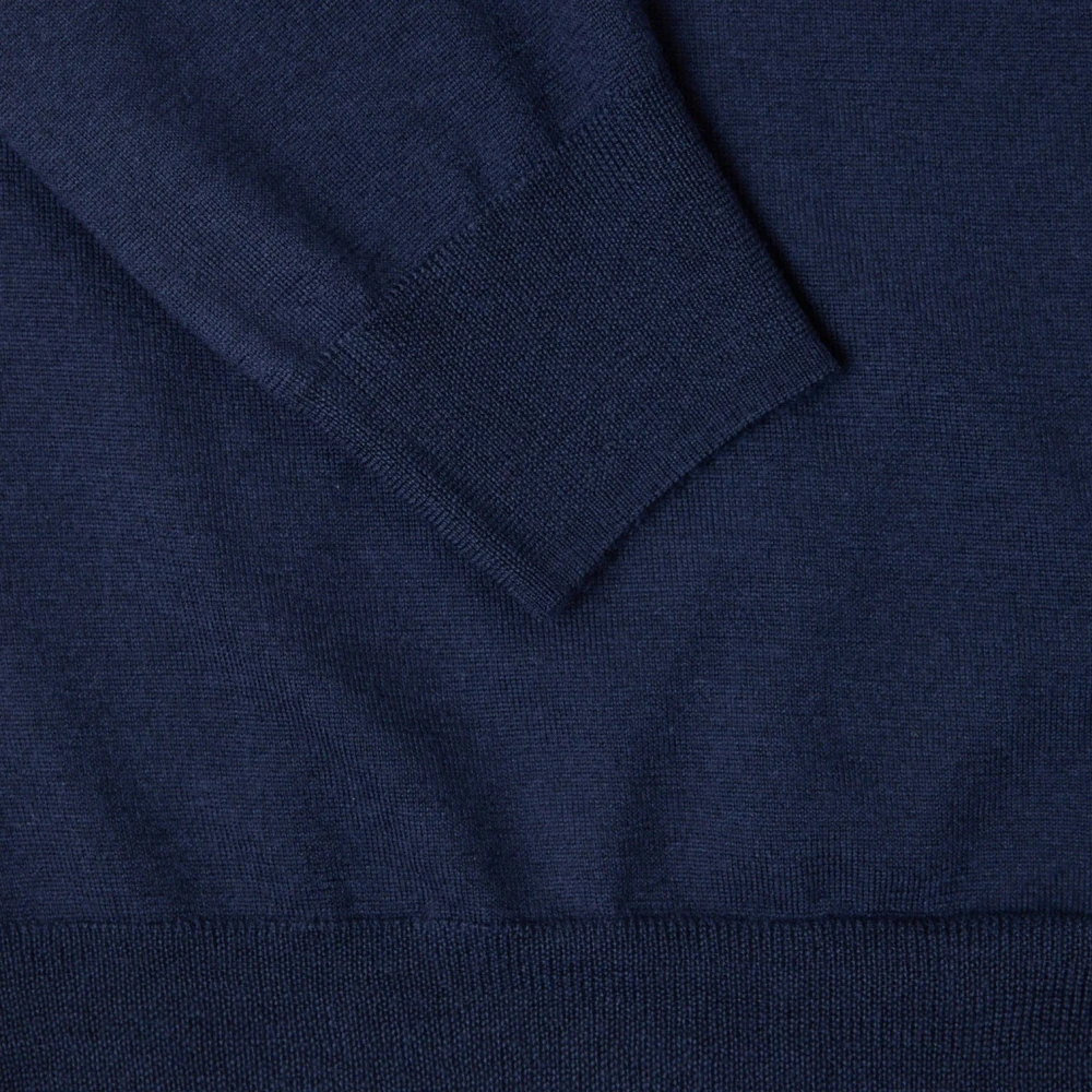 Paolo Pecora Blauwe Lange Mouw Polo Sweater Blue Heren