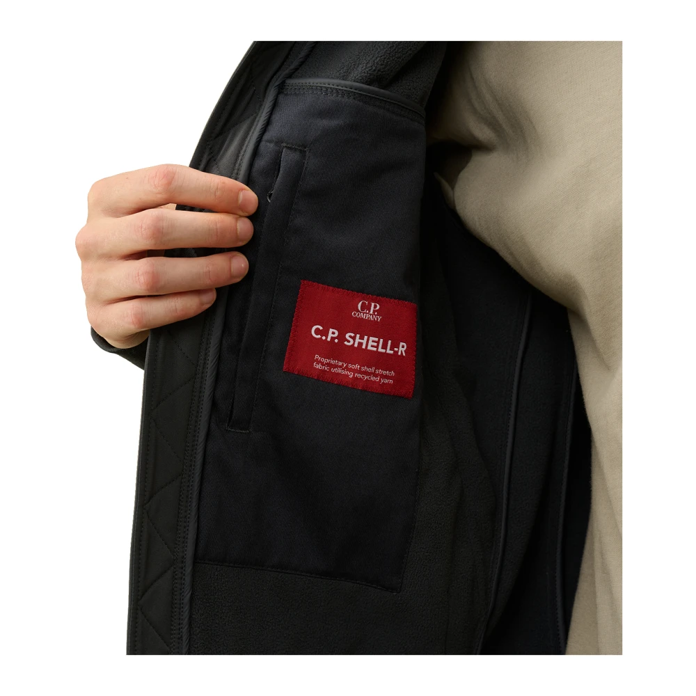 C.P. Company Goggle jack in softshell stretchstof Black Heren