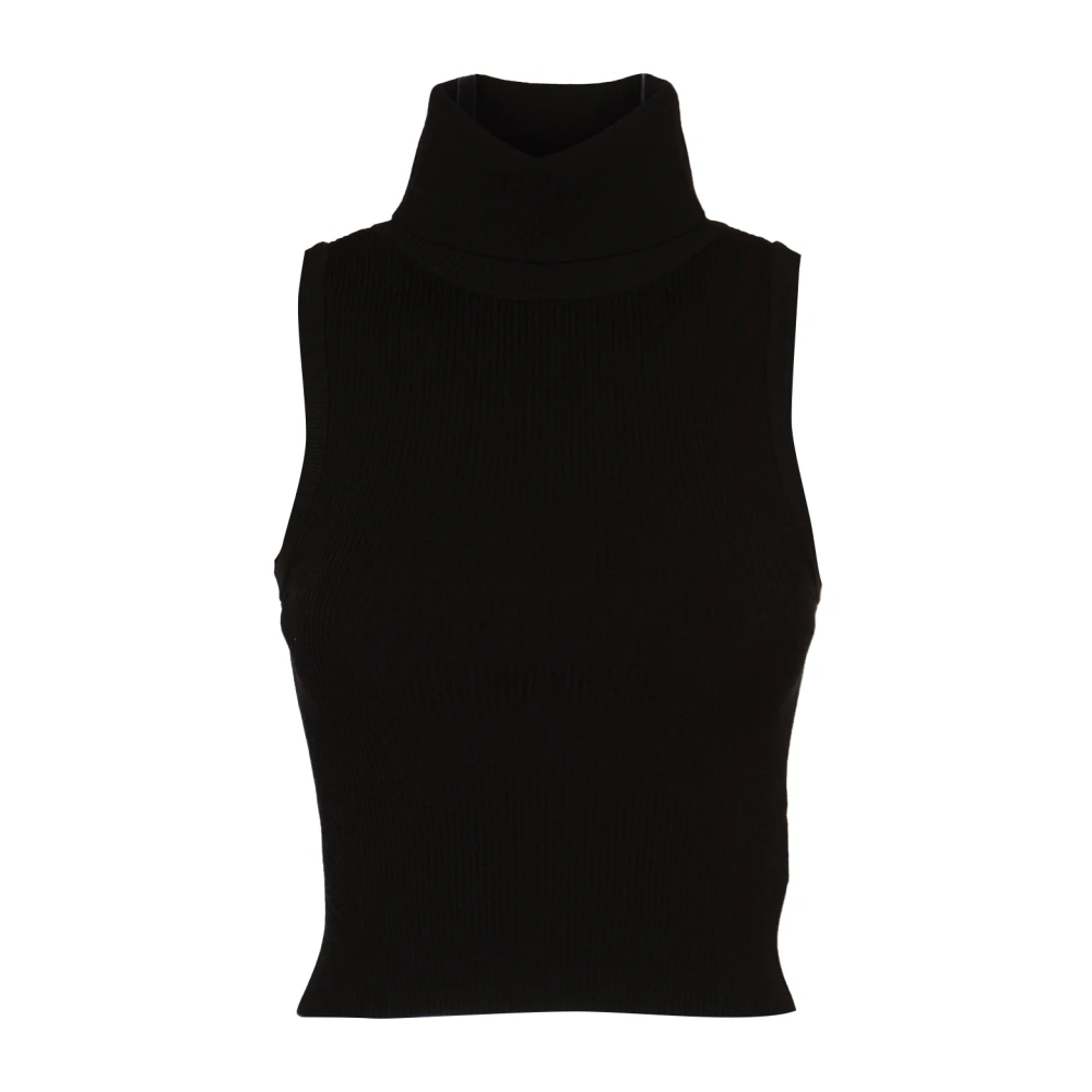 Michael Kors Geribde trui zonder mouwen met turtleneck Black Dames
