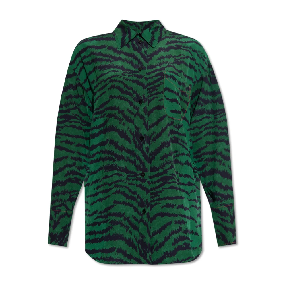 Victoria Beckham Zijden shirt met dierenmotief Green Dames