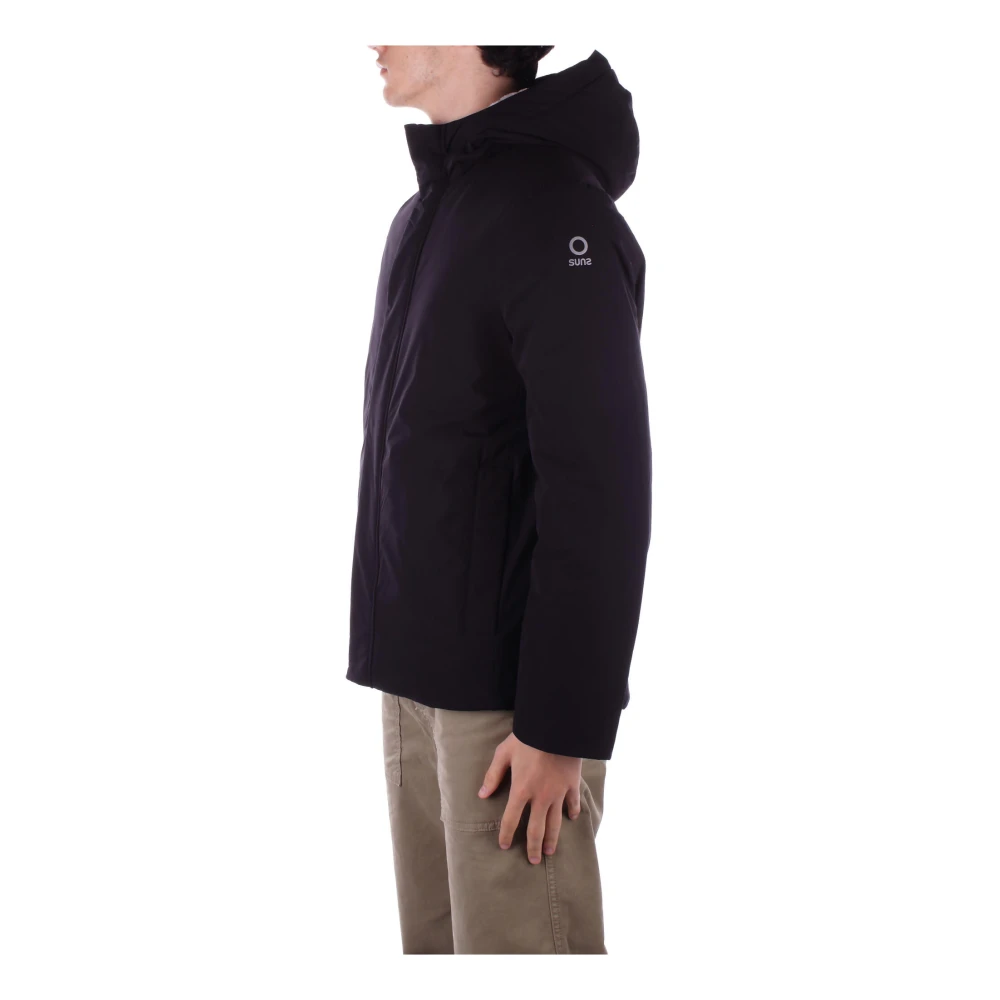 Suns Zwarte Hoodie Rits Zakken Black Heren
