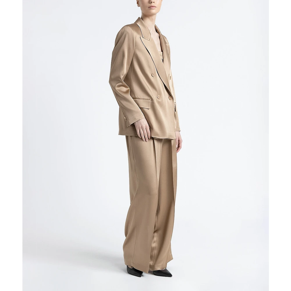 PESERICO Cady enver satijnen double-breasted blazer Brown Dames