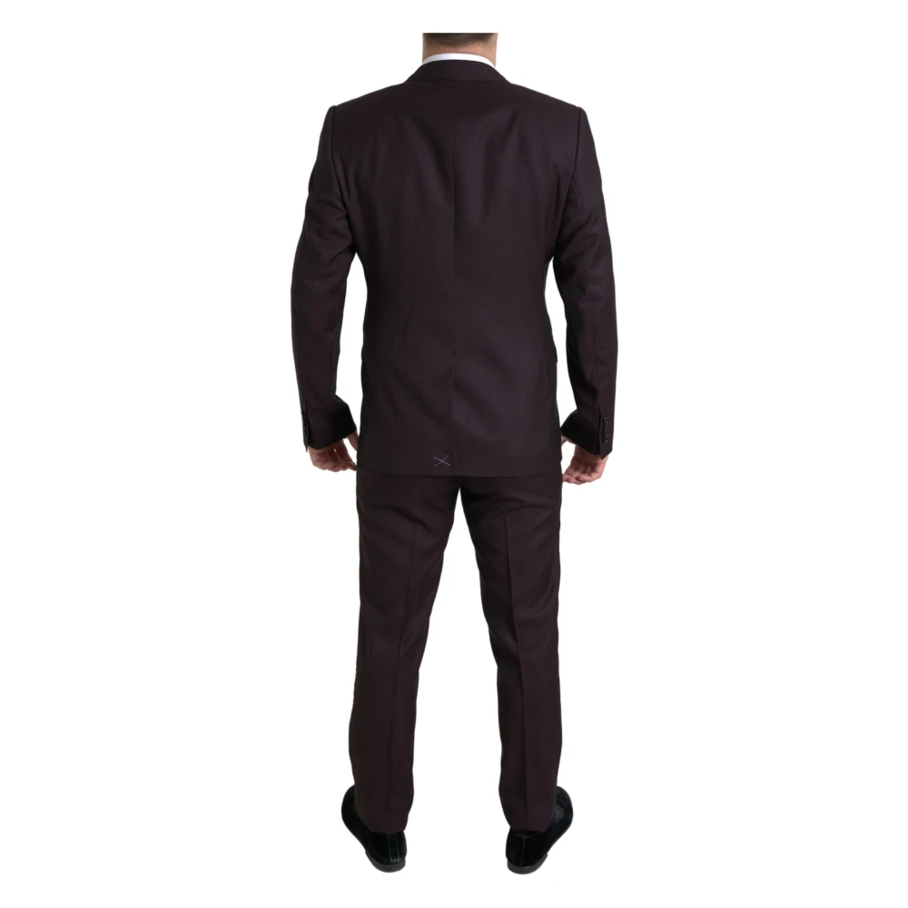 Dolce & Gabbana Maroon Martini Slim Fit Suit Set Brown Heren