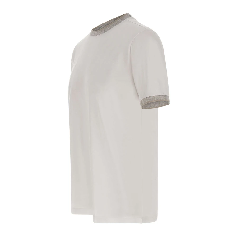 Eleventy Contrast Profiel Wit T-shirt White Heren