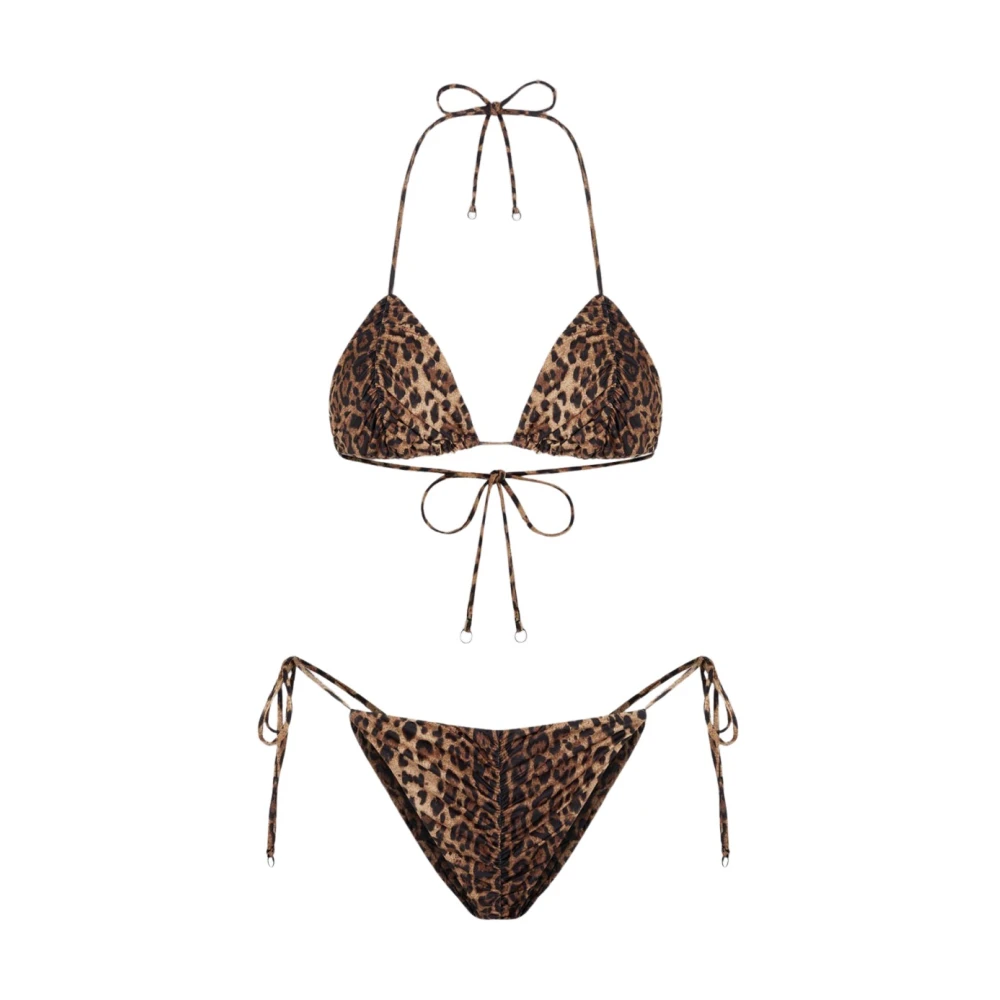 F**k Luipaardprint Driehoek Bikini Set Brown Dames