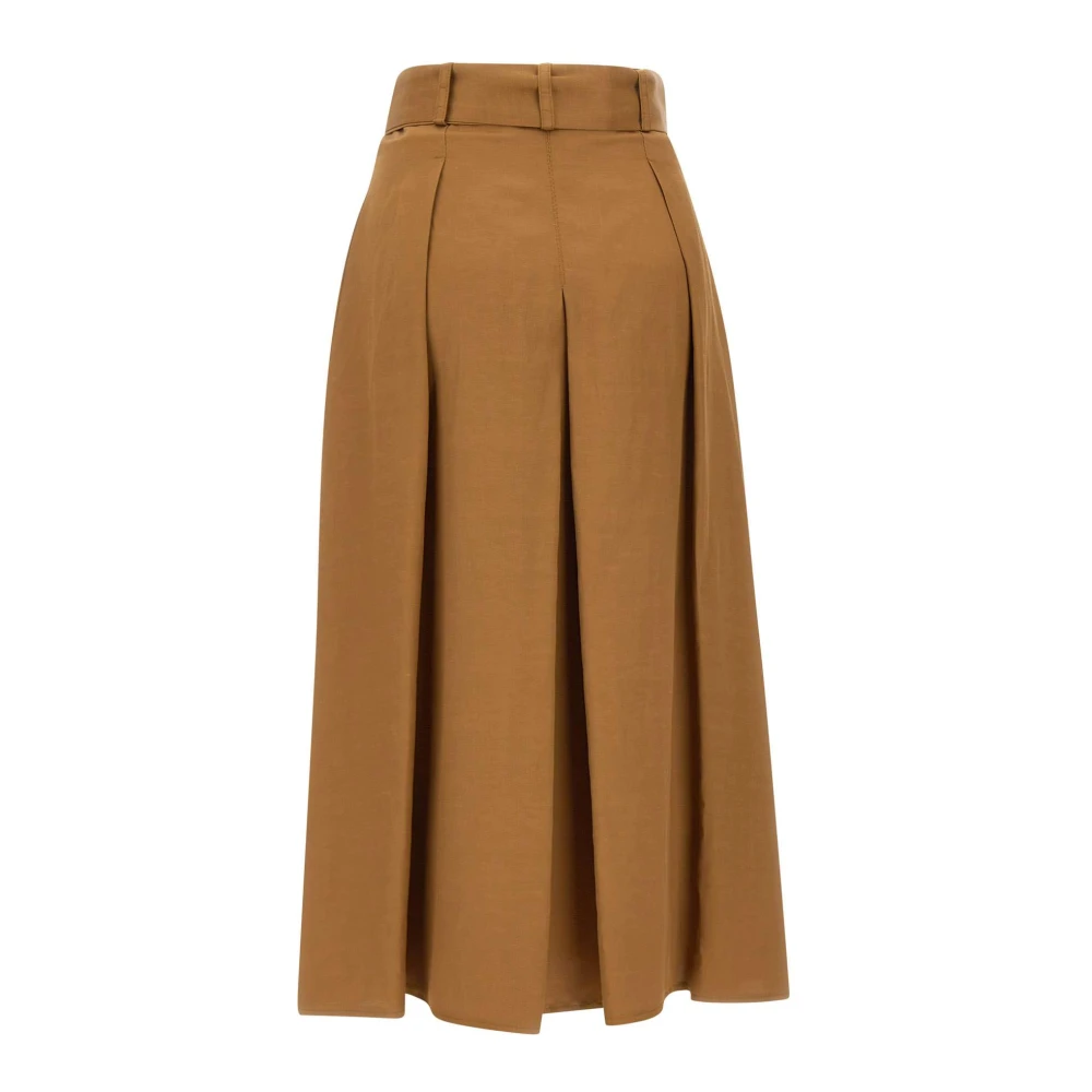 Kaos Bruine Linnen Rok met Strikriem Brown Dames