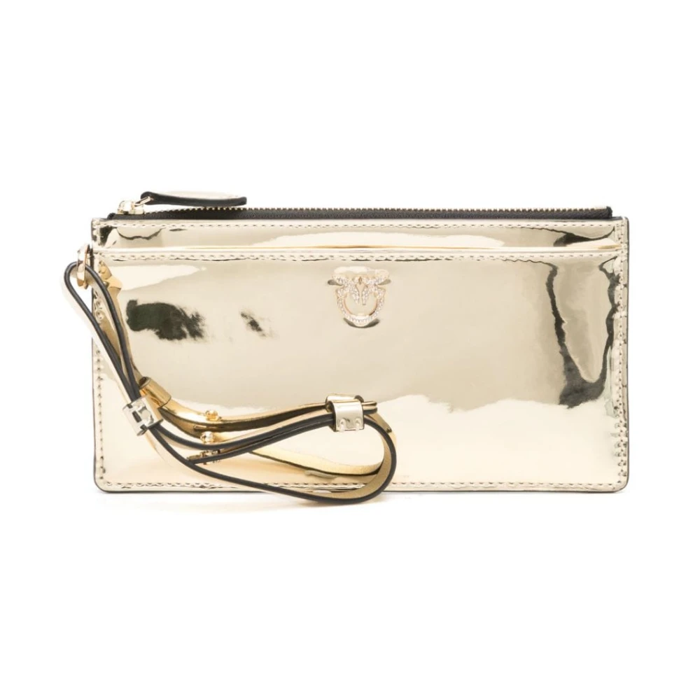 pinko Gouden Metallic Love Birds Kristal Tas Yellow Dames