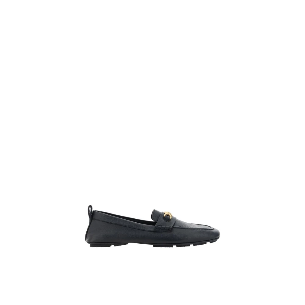 Versace Men's Black Loafers,, Metallic Medusa Head Leather Loafers Size 7 Uk