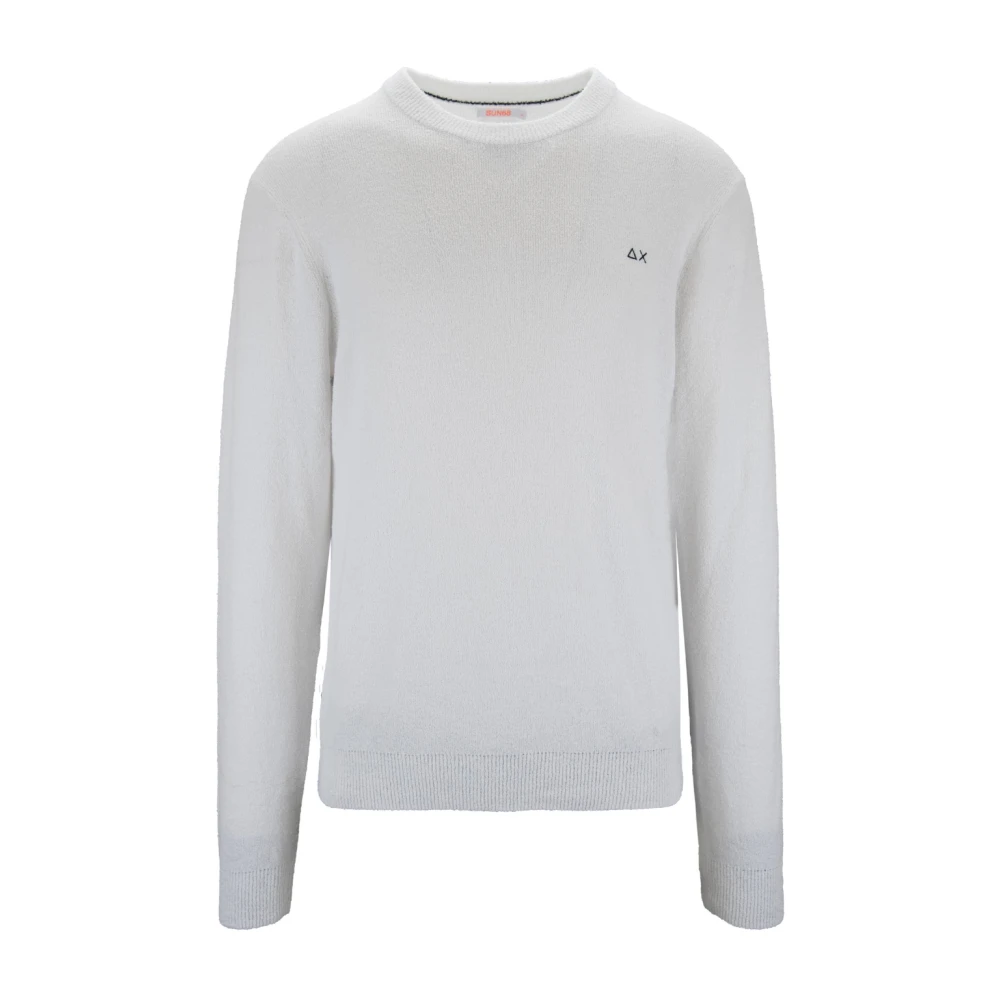 Sun68 Heren Pullover Sweater met Logo Borduursel White Heren
