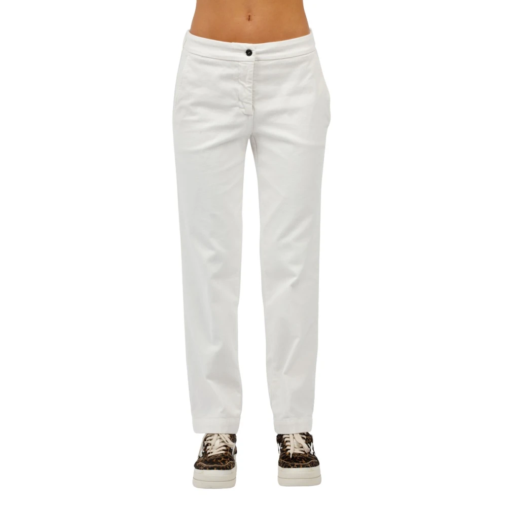 Rosso35 Katoenen Elastische Taillebroek met Achterzakken White Dames