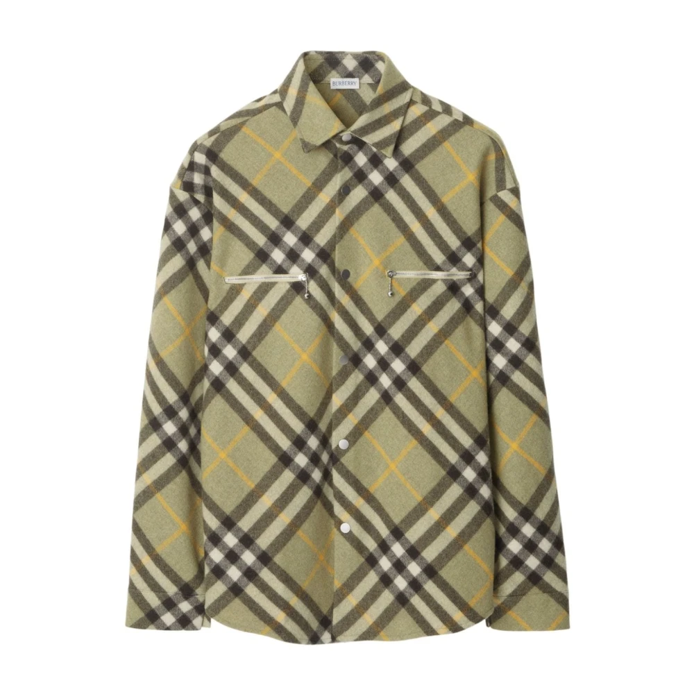 Burberry Wollen Geruite Overhemd Klassieke Stijl Multicolor Heren